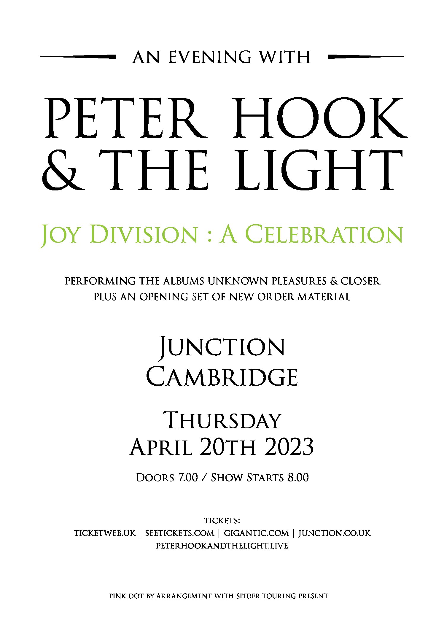 SOLD OUT - PETER HOOK & THE LIGHT JOY DIVISION